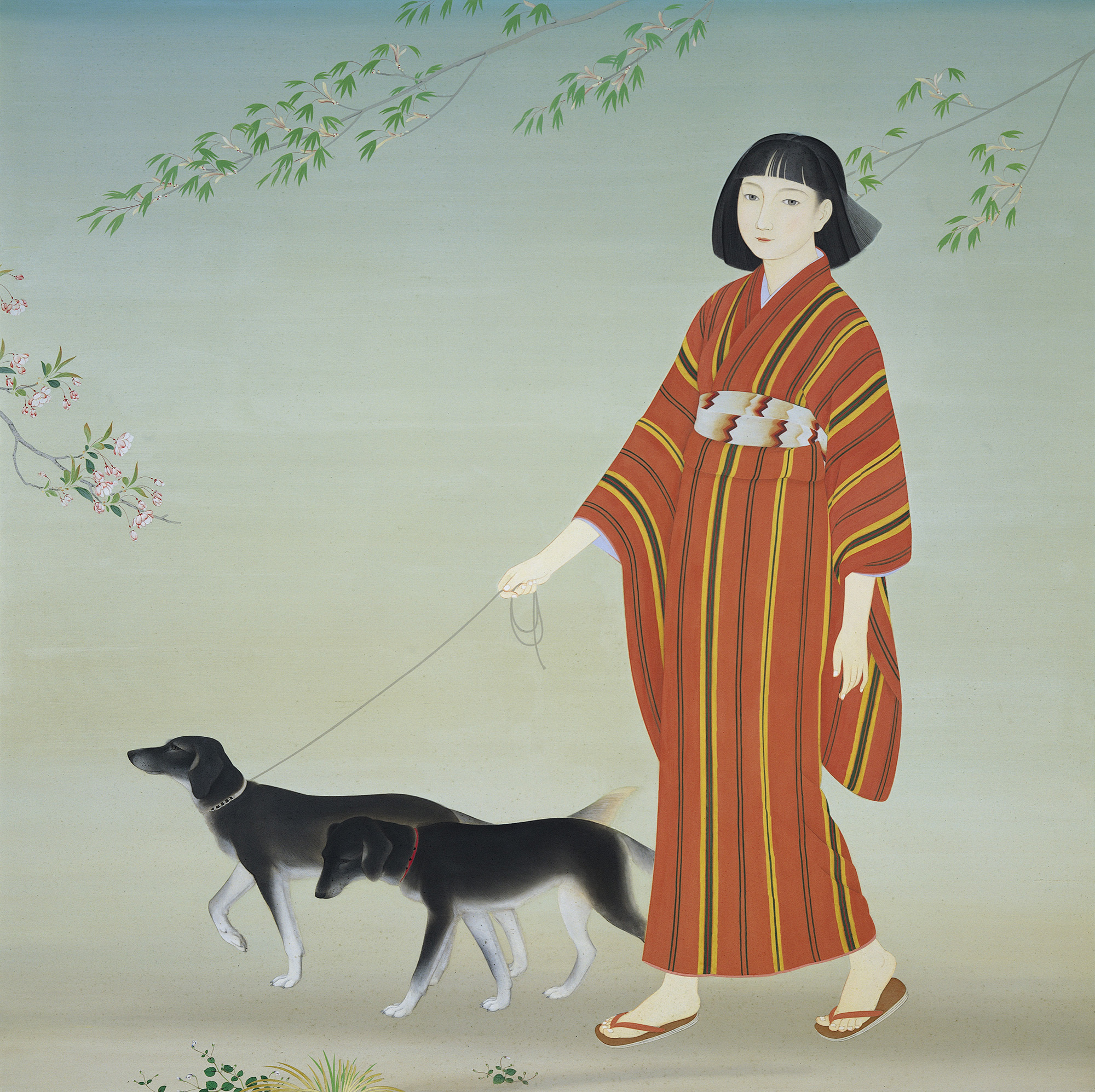 菊池契月《散策》 昭和9年（1934） 173.0×173.5 京都市美術館蔵