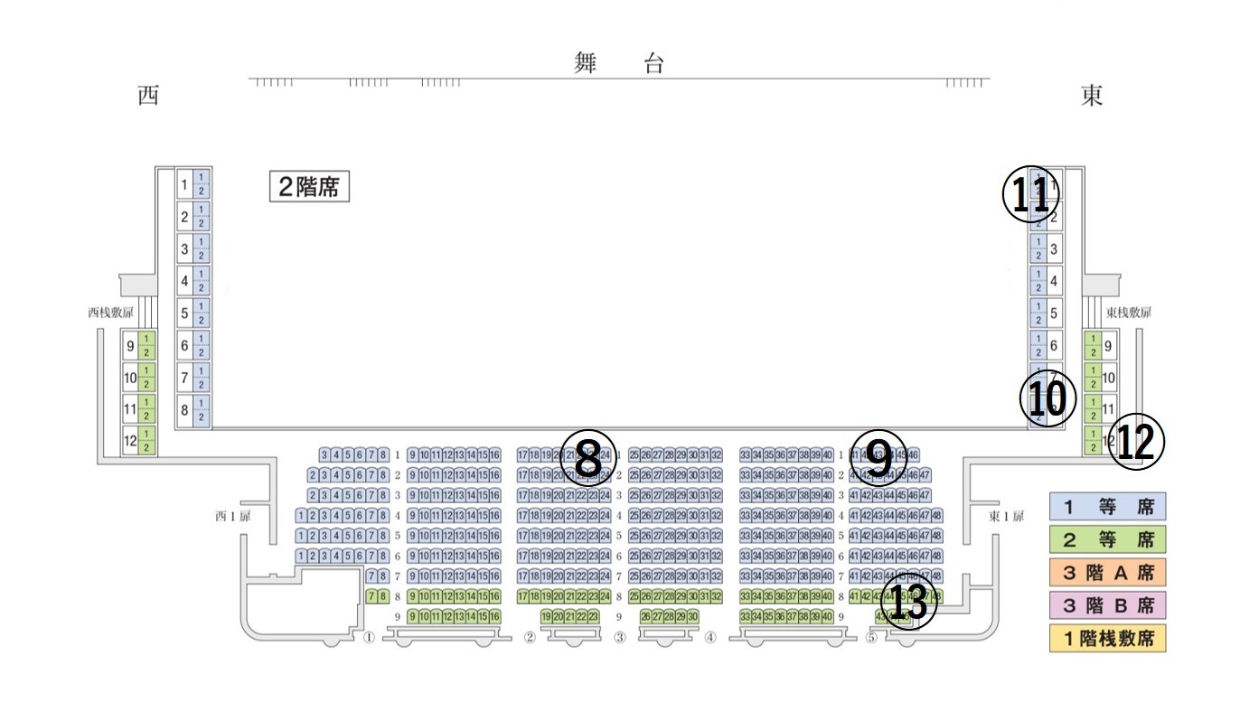 歌舞伎座　座席表　2階