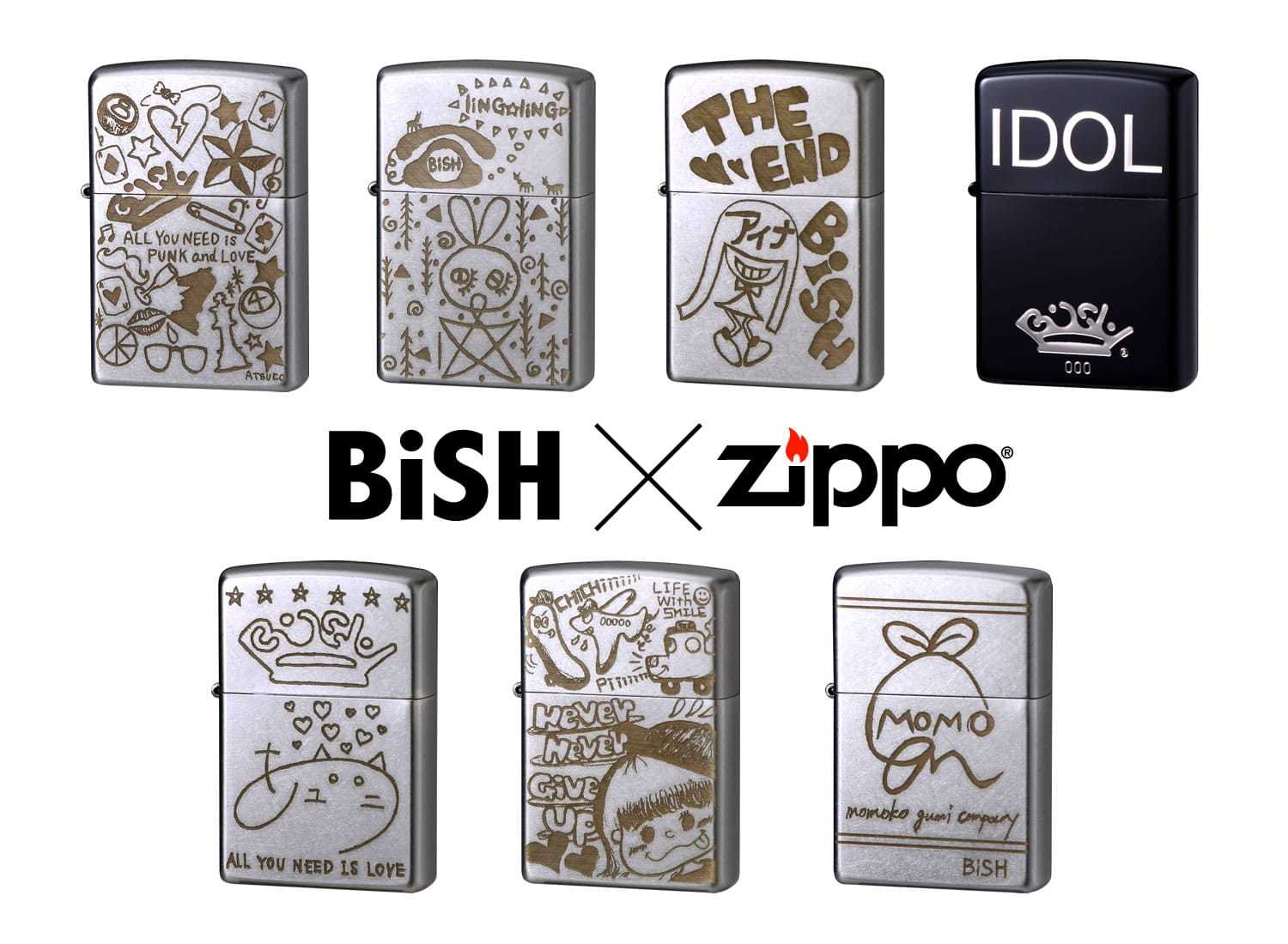 BiSH×Zippo メンバーデザイン＆“IDOL”マークのライターを販売決定 