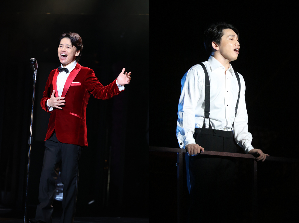 フランキー・ヴァリを演じる中川晃教（左）、花村想太（右） 写真提供：東宝演劇部