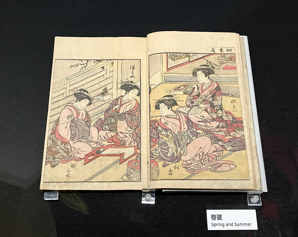 北尾重政・勝川春章画『青楼美人合姿鏡』3冊のうち1冊　安永5年（1776）正月　東京国立博物館　※通期：場面替えあり