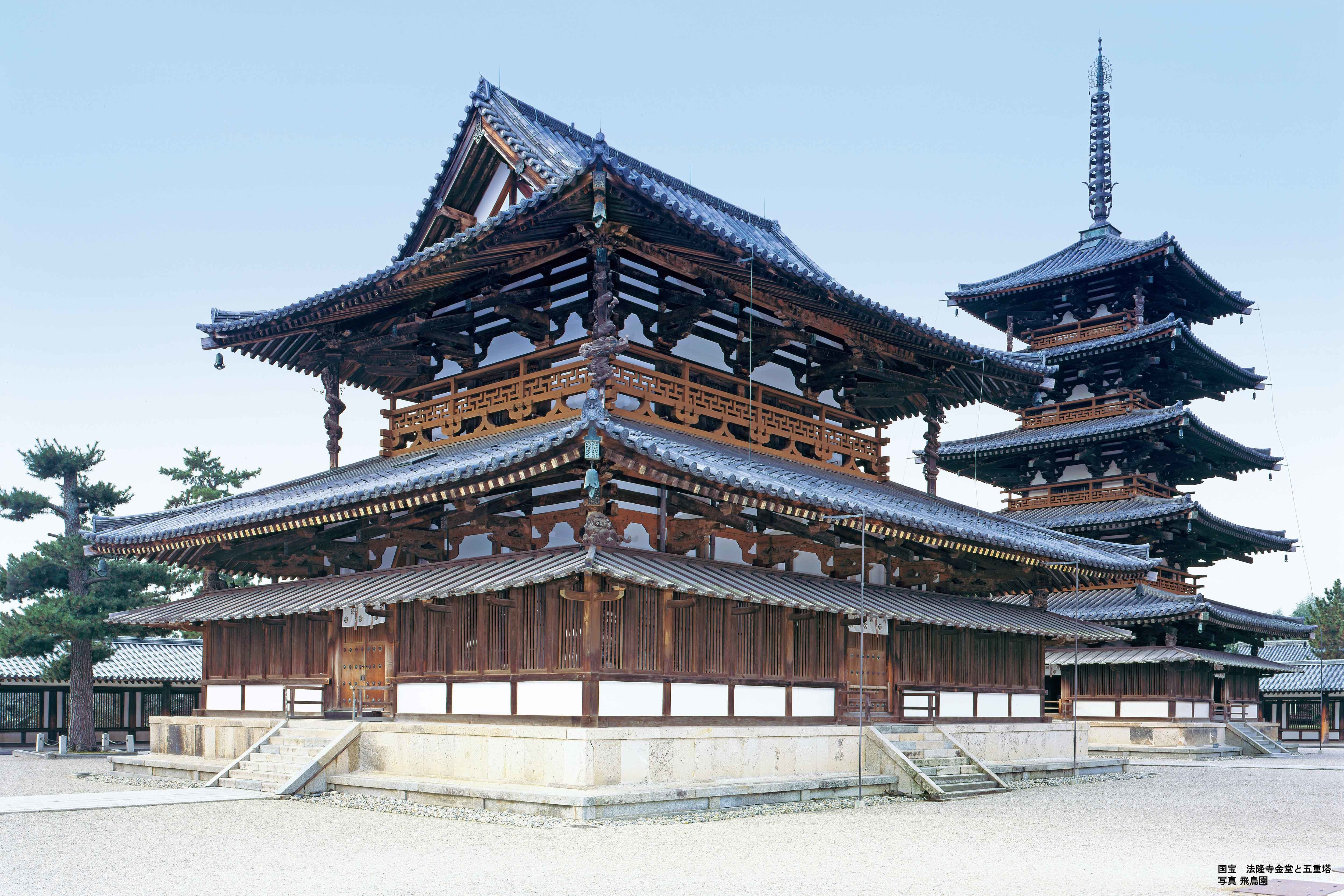 国宝 法隆寺金堂と五重塔 写真飛鳥園