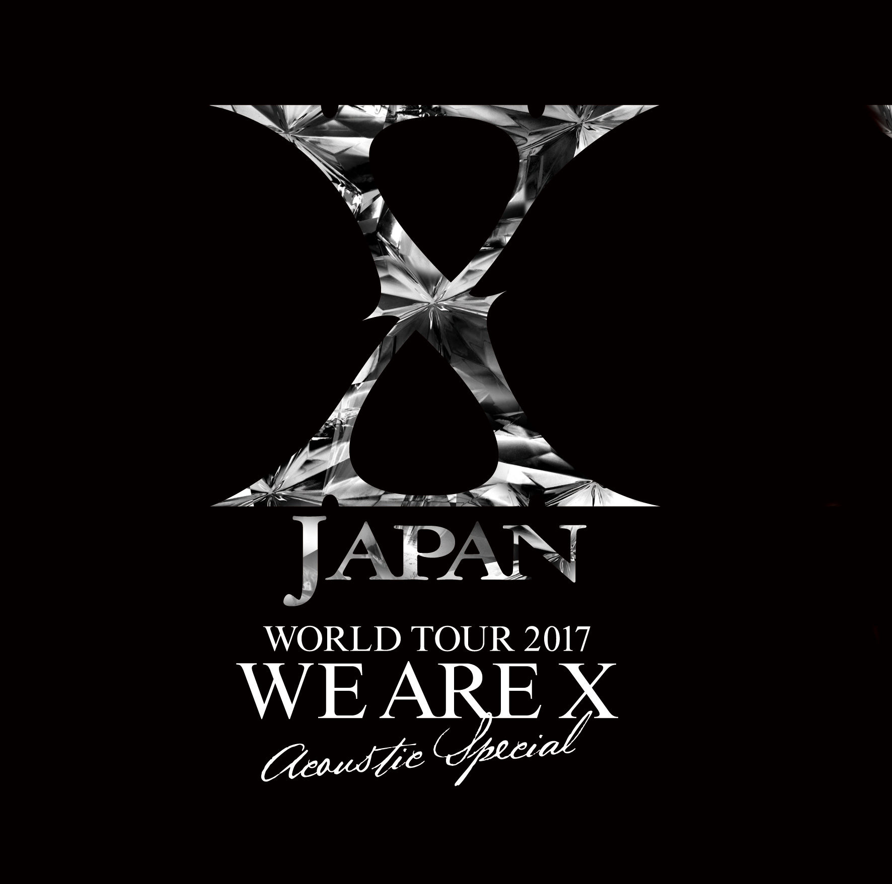 ワールドツアー２０１７でのガラスのような柄のX JAPANのロゴの画像