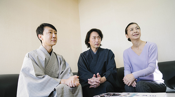 （左から）河合雪之丞、喜多村緑郎、高橋惠子