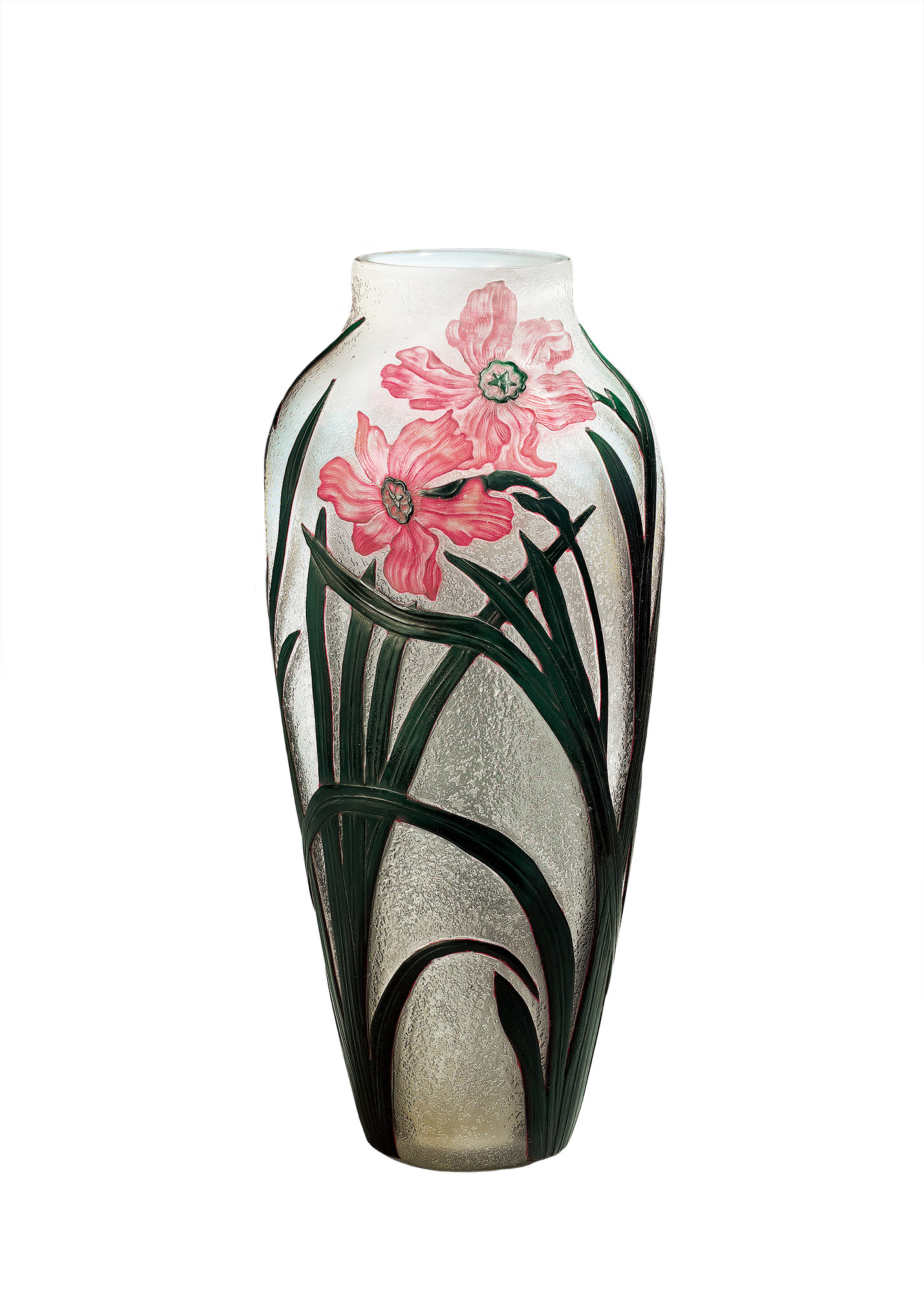 《花器（スイセン）》 1897年 　　　ドーム兄弟、ナンシー　デザイン：エドモン・ラシュナル、パリ　 デュッセルドルフ美術館蔵