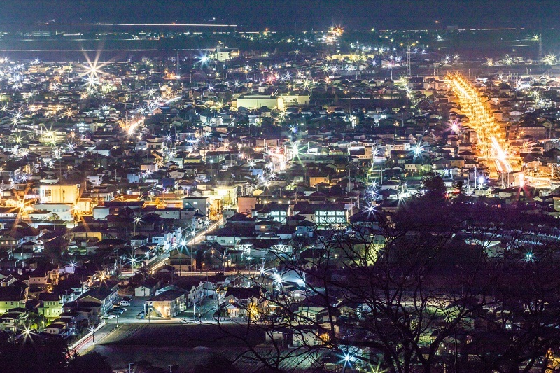 船岡城址公園（柴田）からの夜景「tohoku365.com」より