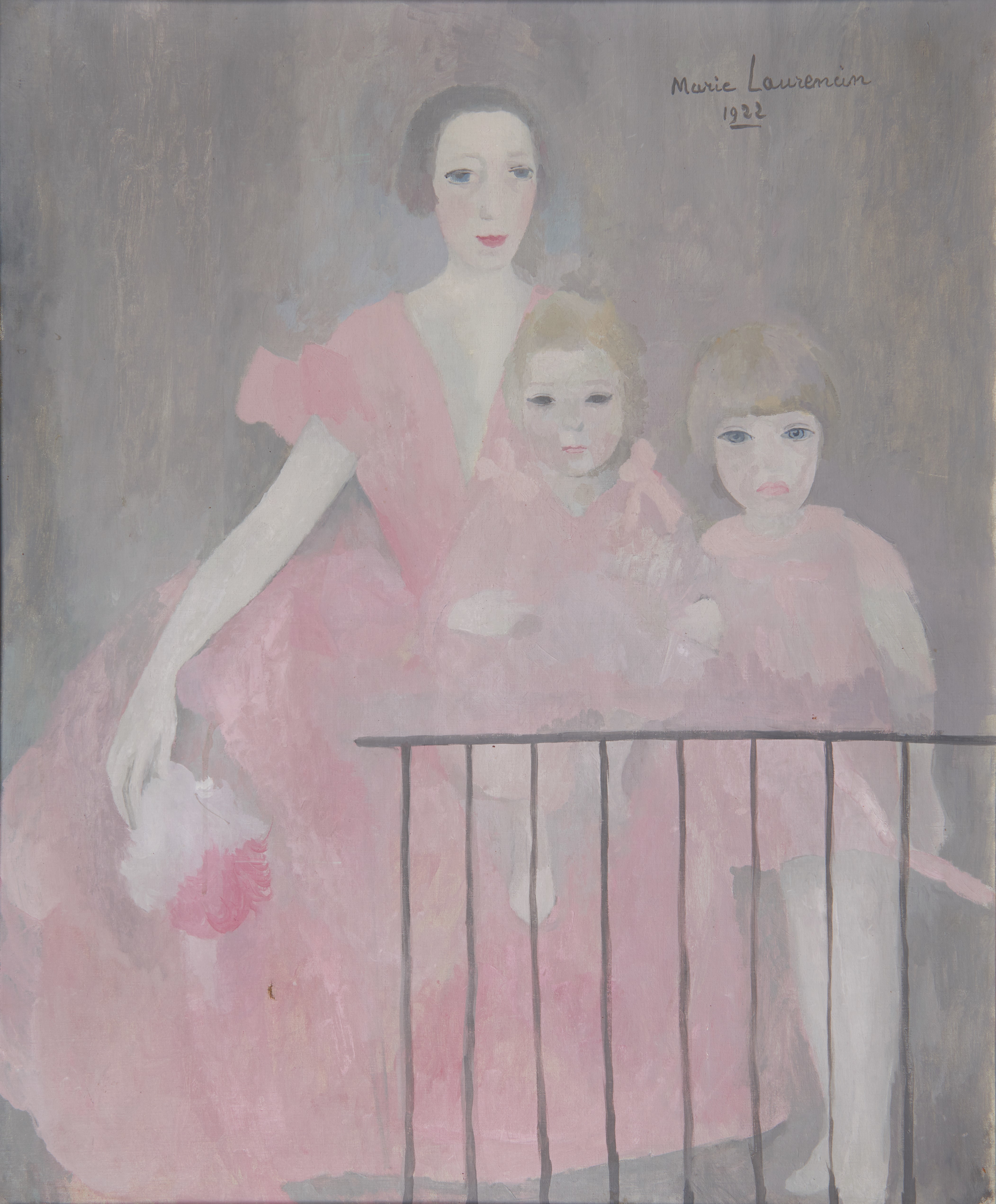 マリー・ローランサン　「ニコル・グルーと二人の娘、ブノワットとマリオン」  1922年　油彩/キャンヴァス　マリー・ローランサン美術館蔵  (c) Musée Marie Laurencin