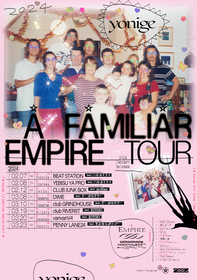 yonige、全国ツアー『a familiar empire tour" 2024』にハルカミライ、mother、リーガルリリー、KOTORI、さよならポエジーが出演