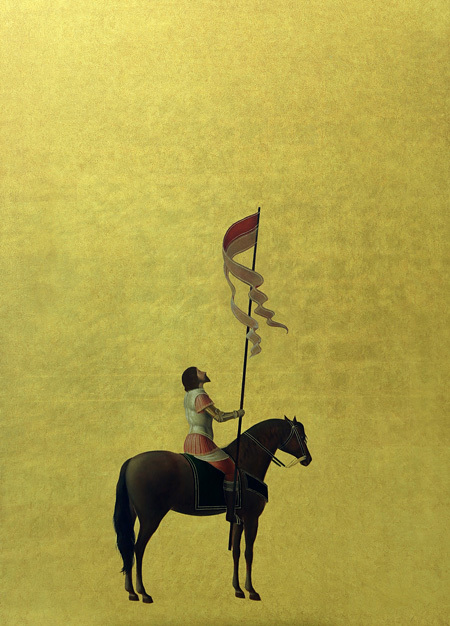  Studies into the Past, Oil on gold leaf, 200×130cm ©Laurent Grasso / ADAGP, Paris, 2015
