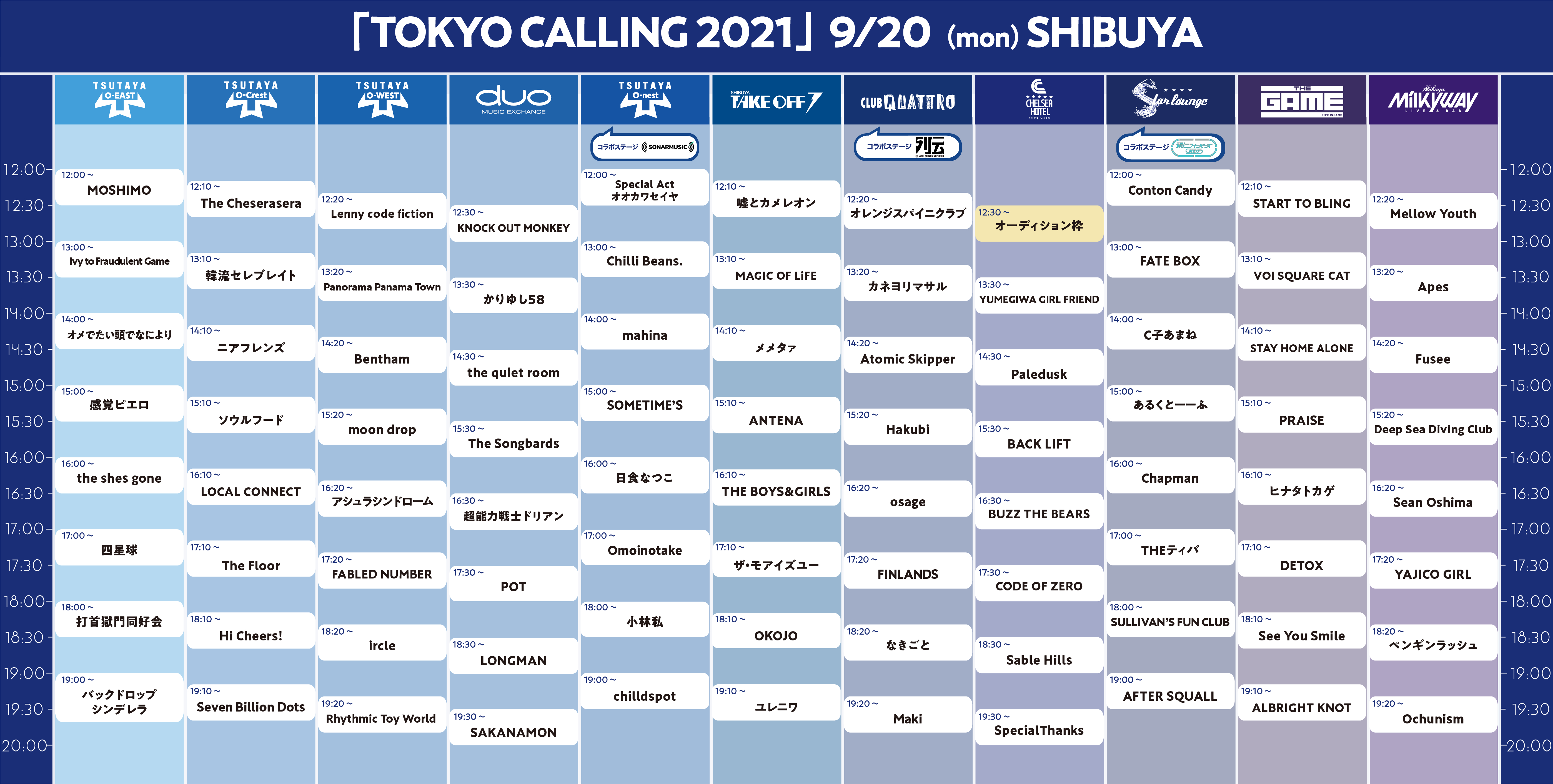 日本最大級のサーキットフェス Tokyo Calling 21 タイムテーブル解禁 Spice エンタメ特化型情報メディア スパイス