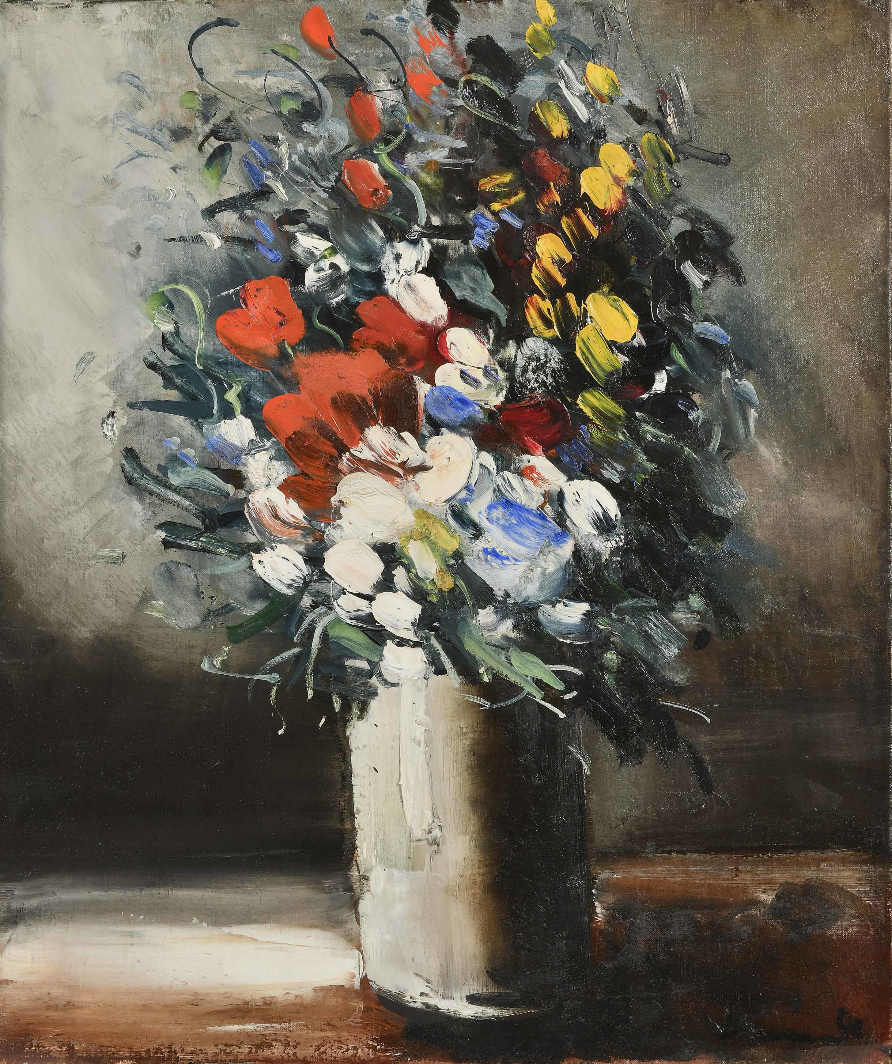 モーリス・ド・ヴラマンク 《花瓶の花》キャンバスに油彩 56×47cm