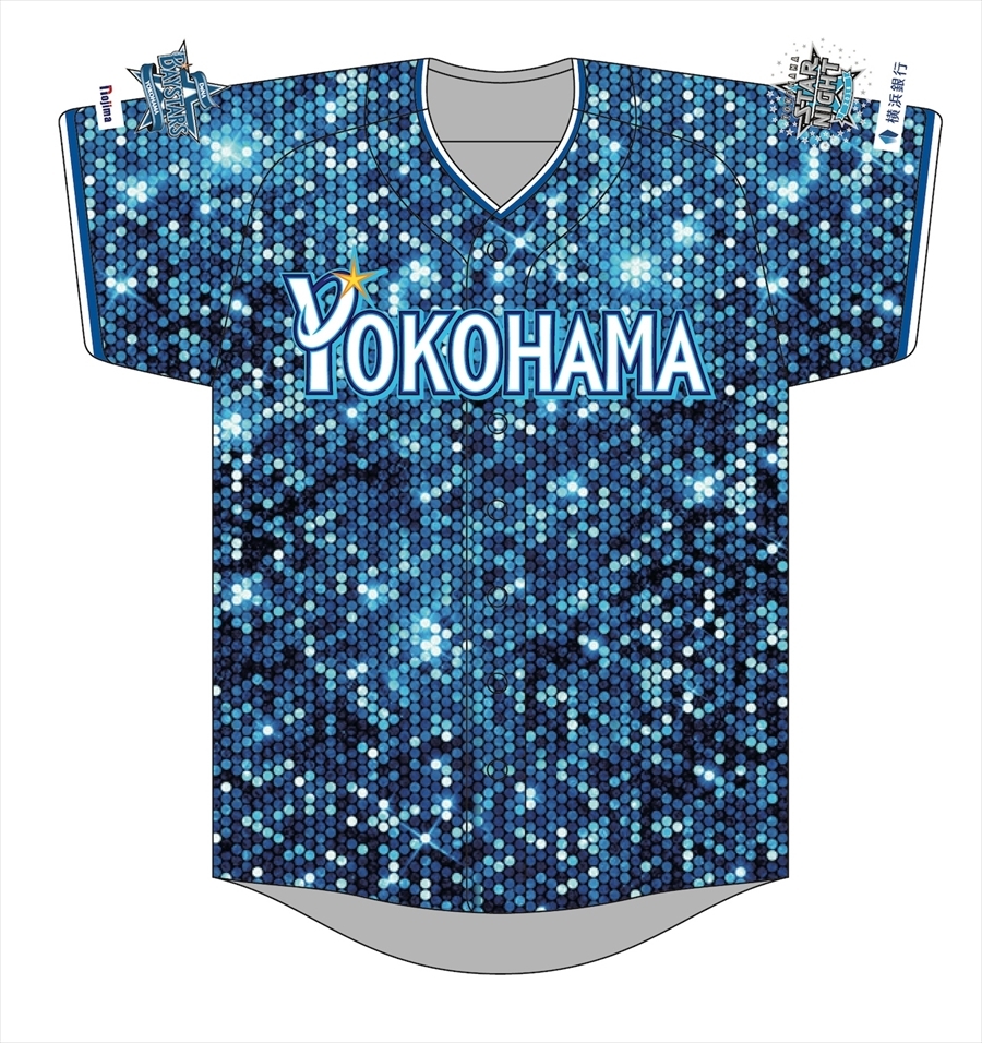 “横浜ブルー”を基調に濃淡をつけた青色で、スパンコールのように輝く横浜の星空を表現