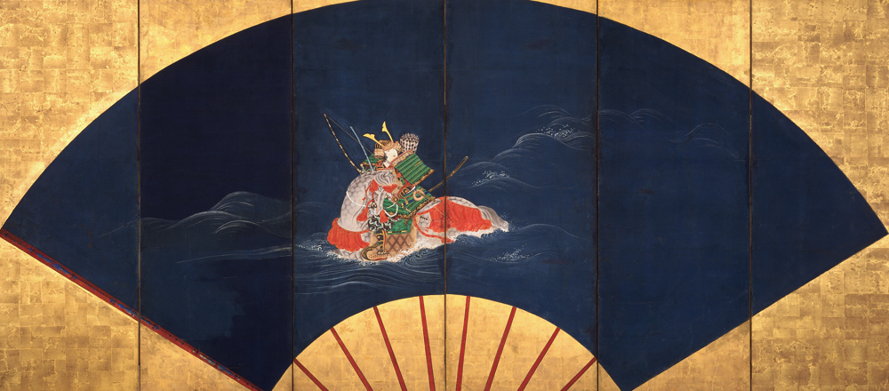 一の谷合戦図屛風　海北友雪　六曲一双のうち左隻 江戸時代　17世紀　埼玉県立歴史と民俗の博物