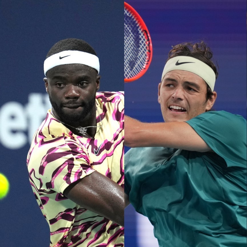 昨年優勝のテーラー・フリッツ（右）と準優勝のフランシス・ティアフォー