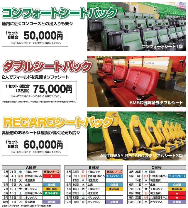 最終価格6/7水）ソフトバンクホークス×横浜DeNA レカロシート ペアチケット