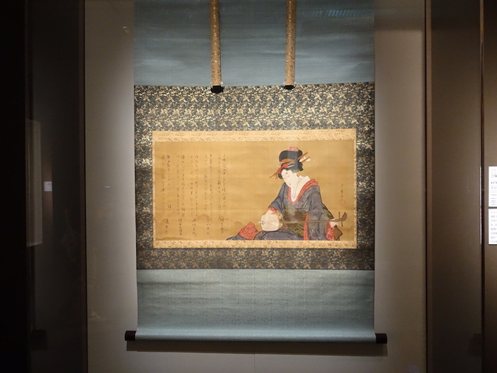 喜多川歌麿《三味線を弾く美人図》文化元-3年（1804-06）頃