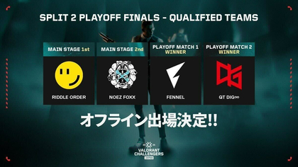 『VALORANT Challengers Japan 2025 Split 2 Playoff Finals』あらたにFENNEL、QT DIG∞の出場が決定 4チームの対戦カードも明らかに
