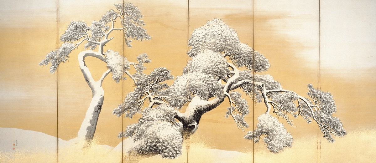 国宝　雪松図屏風（左隻）  　円山応挙筆　東京・三井記念美術館　江戸時代・18世紀
