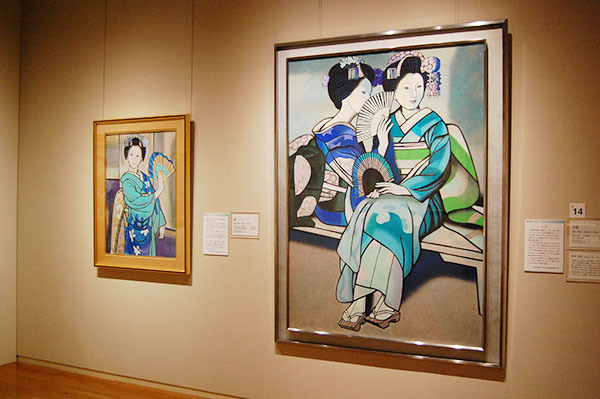 橋本明治が描いた舞妓。右が《月庭》1959（昭和34）年、左が《舞》1966（昭和41）年