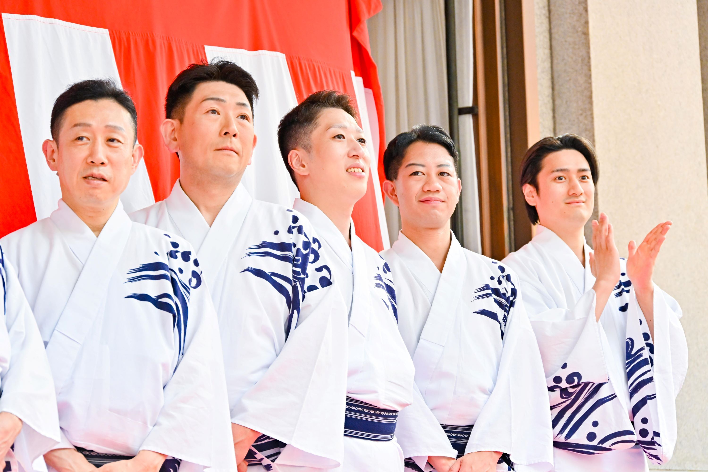 左から片岡孝太郎、坂東彦三郎、中村時蔵、中村壱太郎、中村隼人