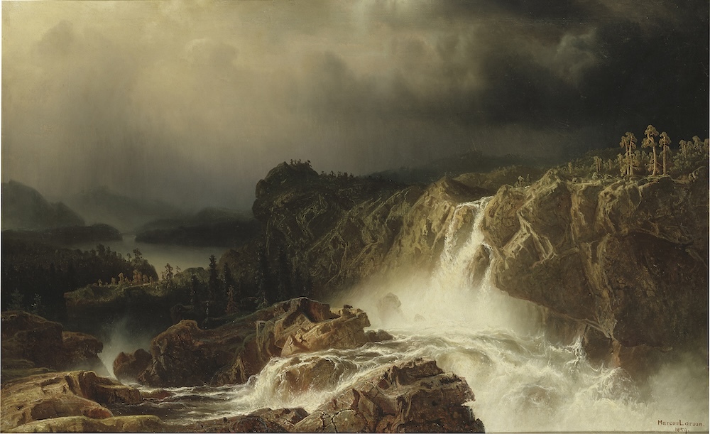 マルクス・ラーション《滝のある岩場の景観》1859年、油彩・カンヴァス、78×124cm、スウェーデン国立美術館  Photo: Nationalmuseum