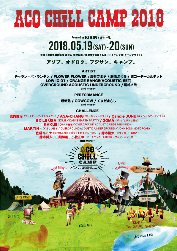 ACO CHiLL CAMP 2018 powered by KIRIN／富士山麓 ～アソブ、オドロク、フジサン、キャンプ。～