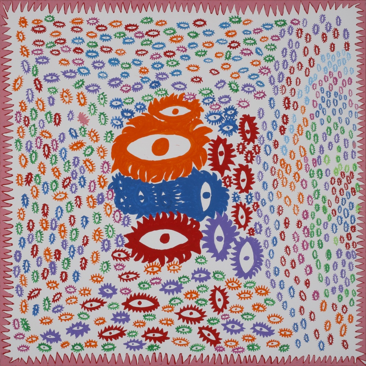 草間彌生 わたしの大好きな眼たち 2013年 アクリル・キャンバス 194×194cm ©YAYOI KUSAMA