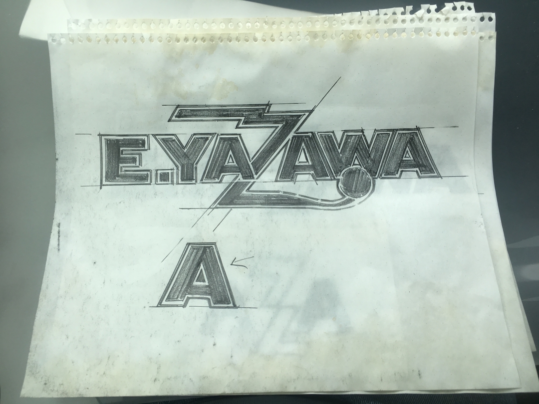 展示会『俺 矢沢永吉』横浜会場展示「E.YAZAWA」ロゴデザインラフイメージ