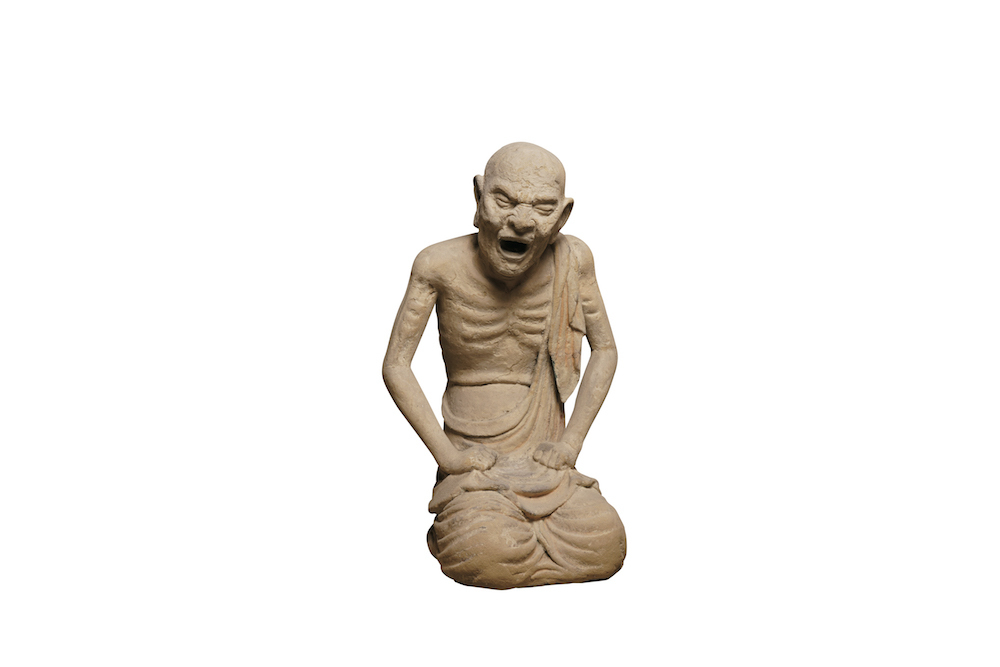 国宝《塔本塑像　羅漢坐像》　奈良時代 和銅4年(711)、奈良・法隆寺蔵、奈良展・東京展ともに通期展示