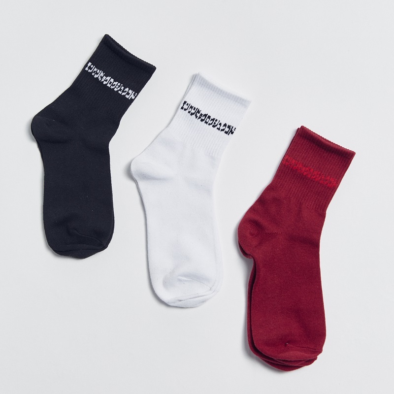 ソックス katakana (BLACK/WHITE/WINE)