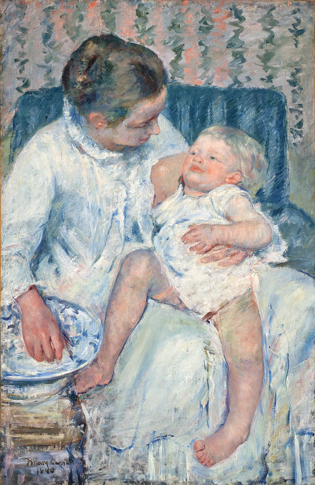 《眠たい子どもを沐浴させる母親》1880年、油彩・カンヴァス、100.3×65.7cm、ロサンゼルス郡立美術館蔵