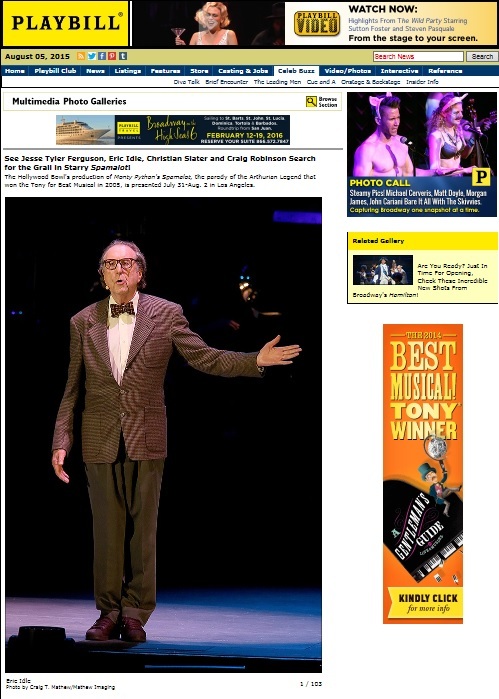 Playbill.comのフォトギャラリーより。見慣れた衣裳を着るエリック・アイドルが新鮮だ