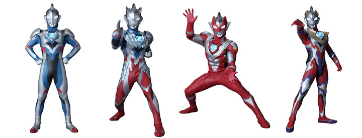 左より: ウルトラマンゼット､ウルトラマンゼット アルファエッジ、ウルトラマンゼット ベータスマッシュ、ウルトラマンゼット ガンマフューチャー