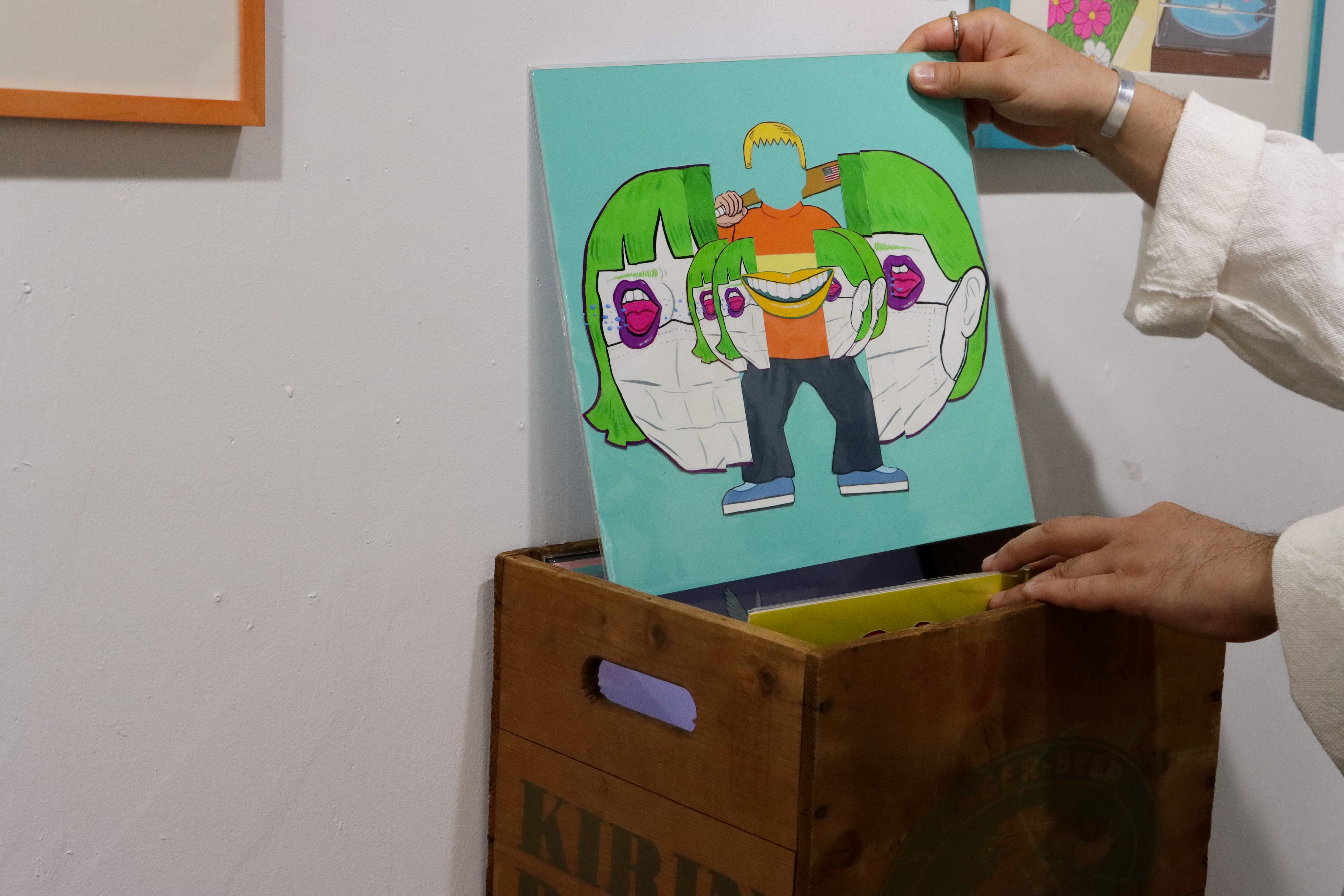 レコードモチーフのコラージュ作品