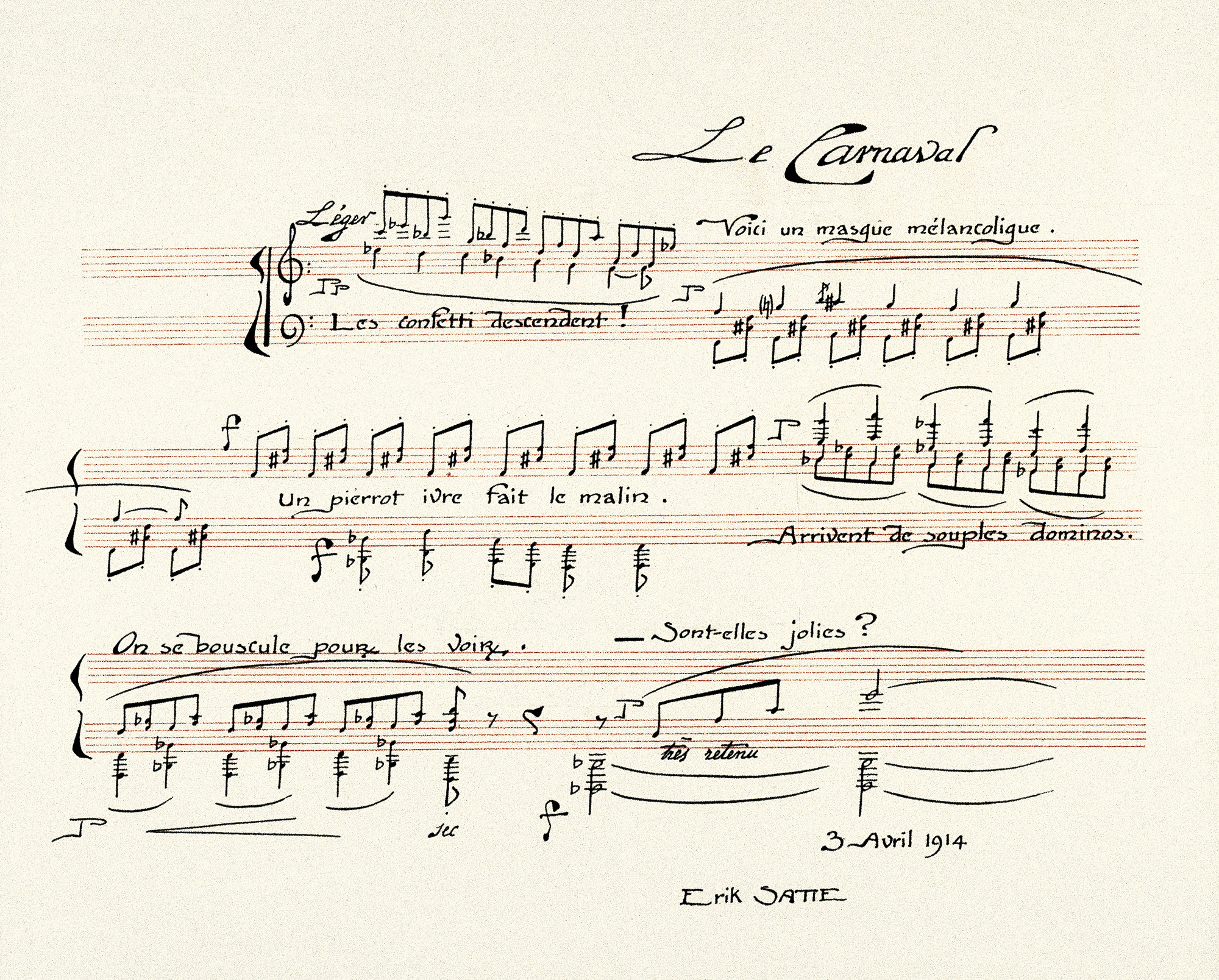 エリック・サティ（作曲）、シャルル・マルタン（挿絵）『スポーツと気晴らし』より《カーニヴァル》