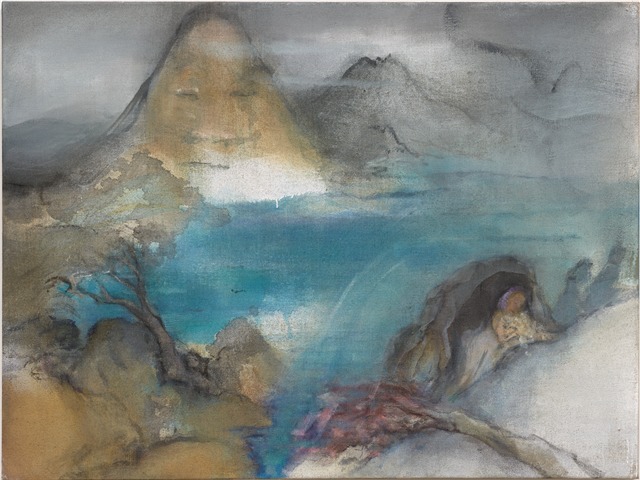 Leiko Ikemura, L2, 2012, Pigment, ink, oil on jute, 120x160cm          