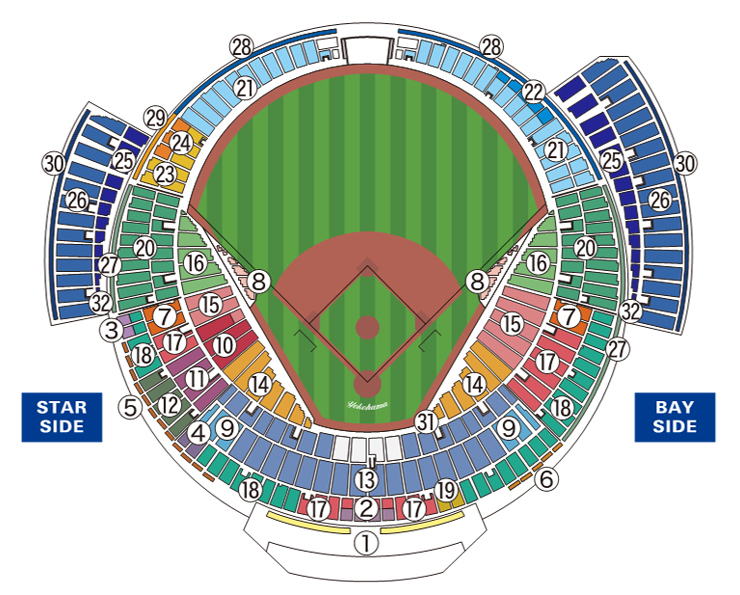 横浜スタジアムの座席図 (c)YDB