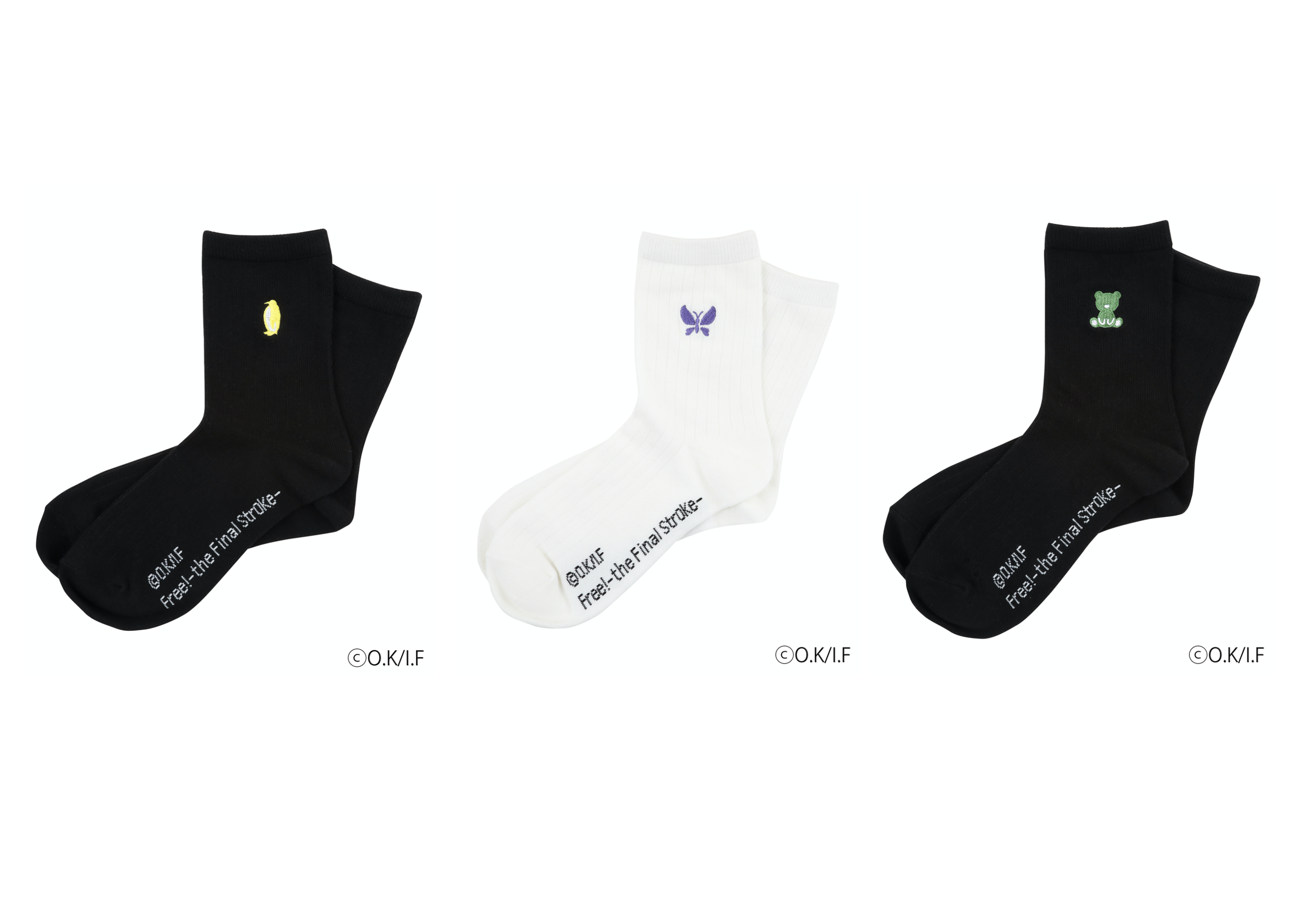 Animal motif socks 渚＆怜＆日和（ペンギン＆蝶＆白熊）