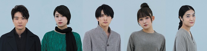 『メディア/イアソン』（左から）井上芳雄、南沢奈央、三浦宏規、水野貴以、加茂智里 　　　　　伝美術：秋澤一彰、宣伝写真：山崎伸康
