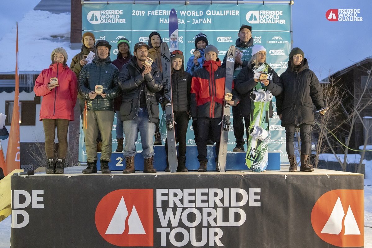 1月14日（月）に行われた日本人選手選考会『FWQ Freeride Hakuba 3*』での表彰者たち