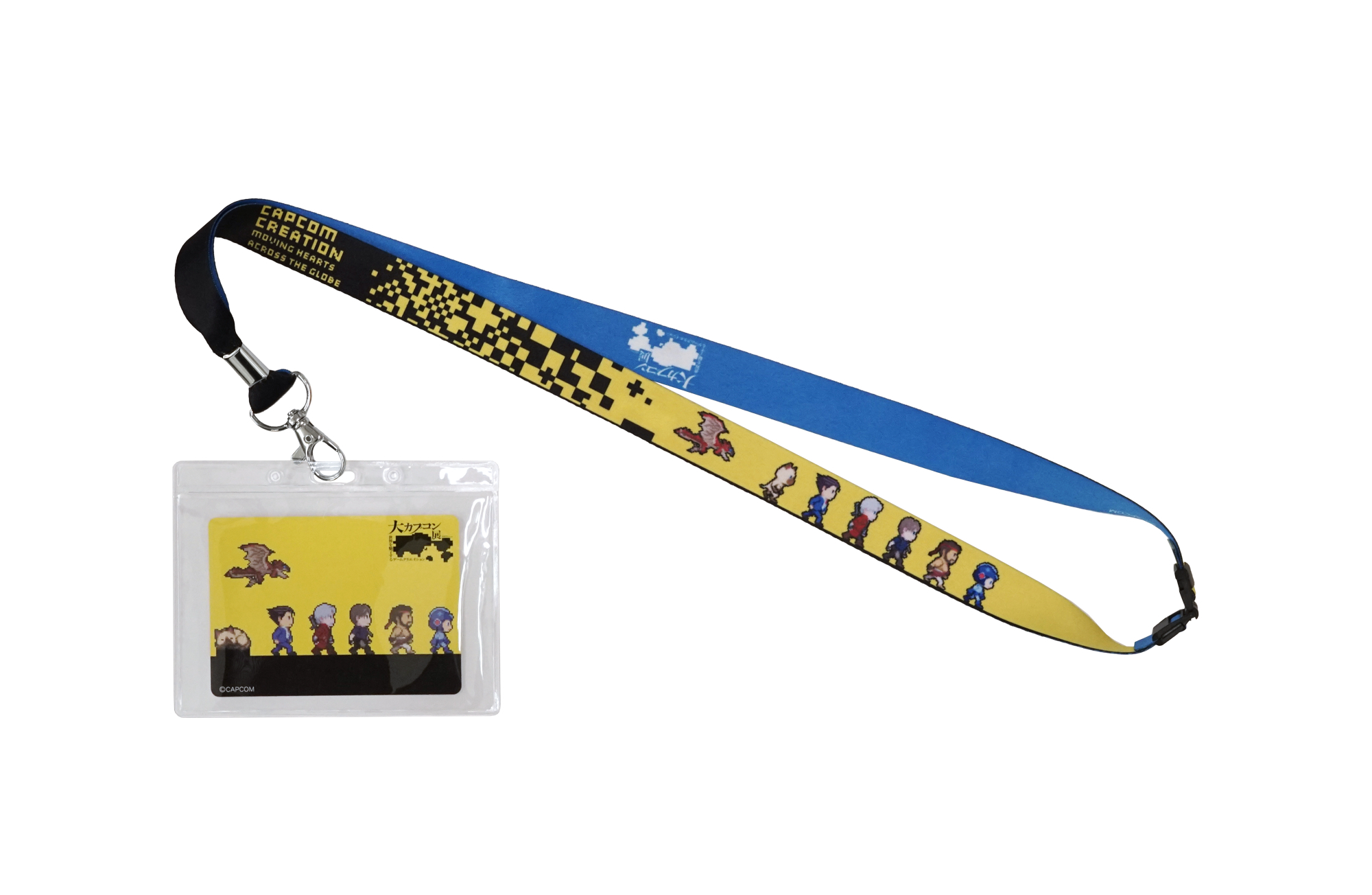 ネックストラップ　1,650円（税込）  ドット絵のキャラクターたちがデザインされたネックストラップ。 （C）CAPCOM