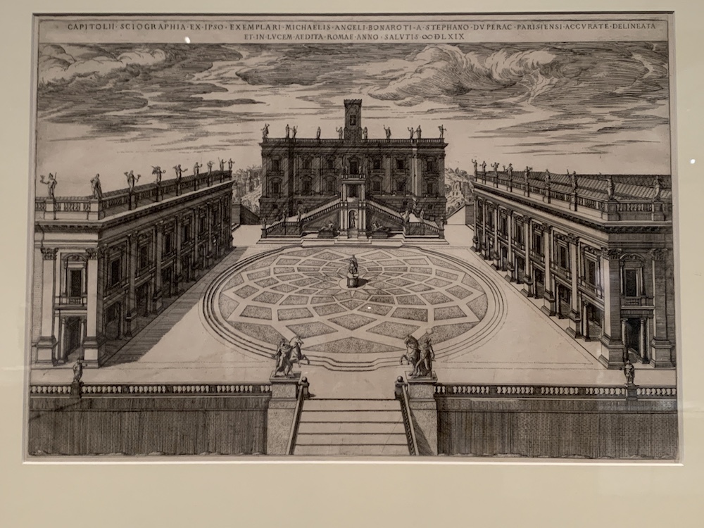 エティエンヌ・デュペラック《カンピドリオ広場の眺め》1569年、ローマ美術館蔵