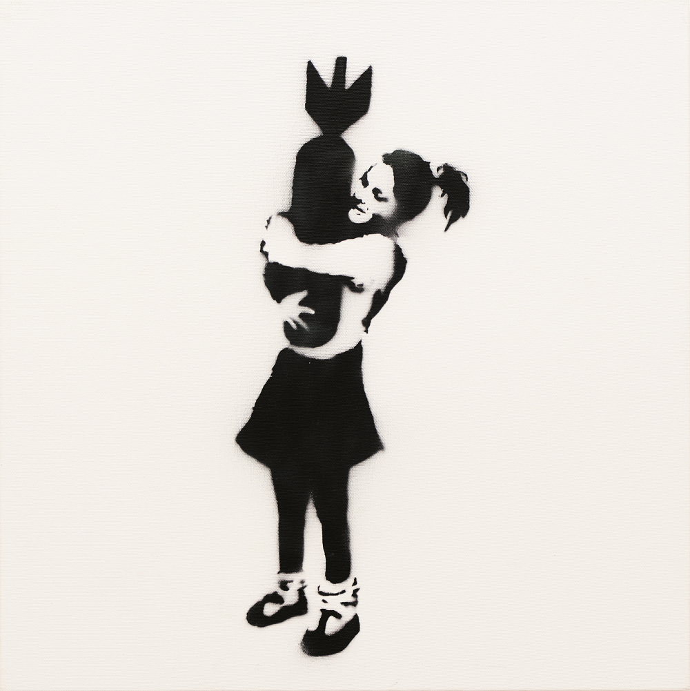 週末価格 Banksy バンクシー 爆弾少女 版画 本人サイン有 鑑定書