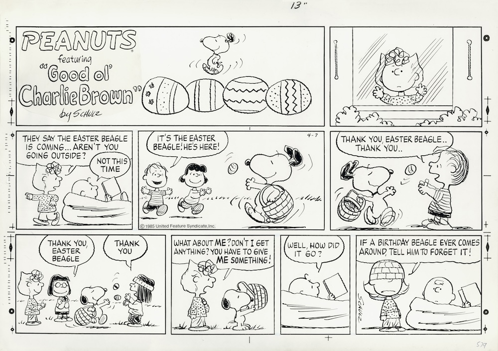 「ピーナッツ」原画　1985年4月7日 (C) Peanuts Worldwide LLC