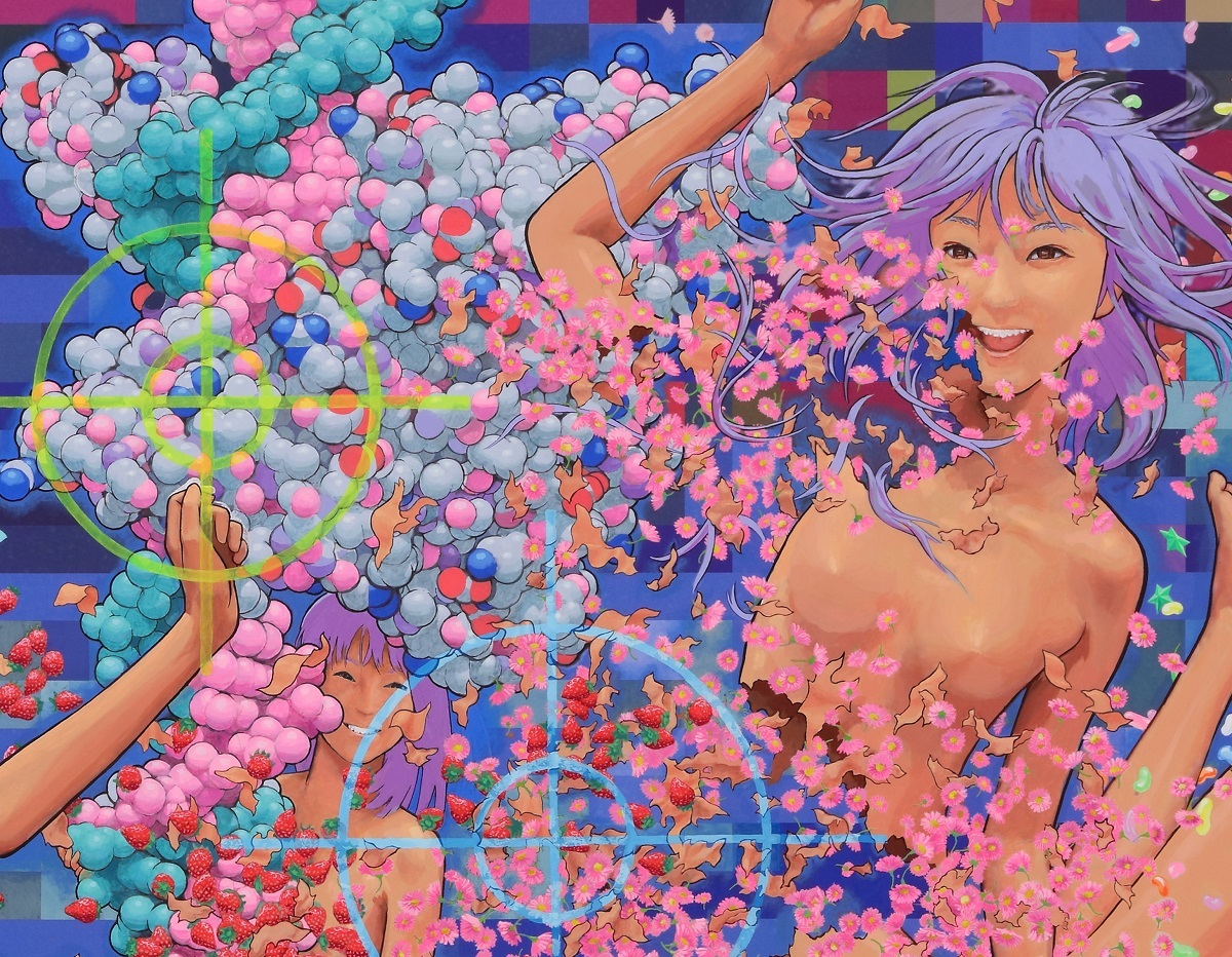 Jumble of 100 Flowers（部分） 2012〜 キャンバス、アクリル絵具 200×1750cm 撮影：宮島径 (c) AIDA Makoto   Courtesy Mizuma Art Gallery