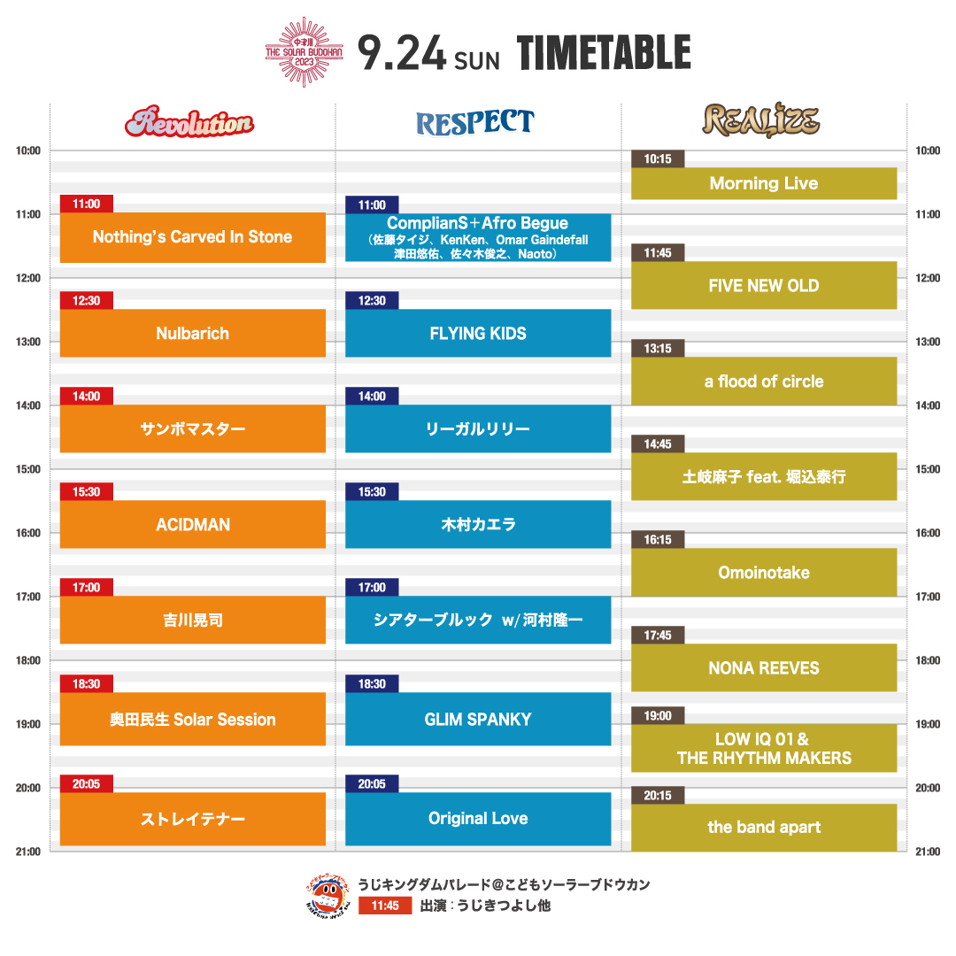 『中津川 THE SOLAR BUDOKAN 2023』タイムテーブル発表