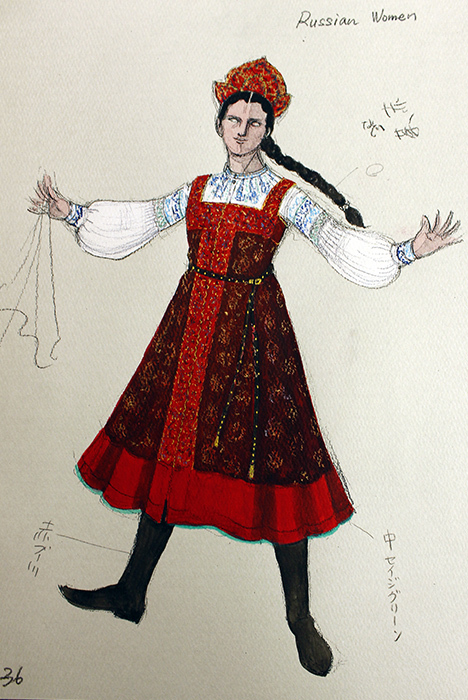 「ロシア」の女性の衣装。プリンシパルの衣装はもっと頭飾りが大きいそう