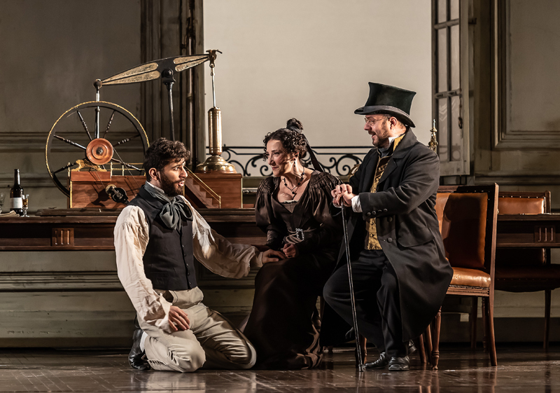 (Figaro) Riccardo Fassi, (Marcellina) Monica Bacelli, (Bartolo) Gianluca Buratto, The Marriage of Figaro  © The Royal Opera, 2021. Photograph by Clive Barda