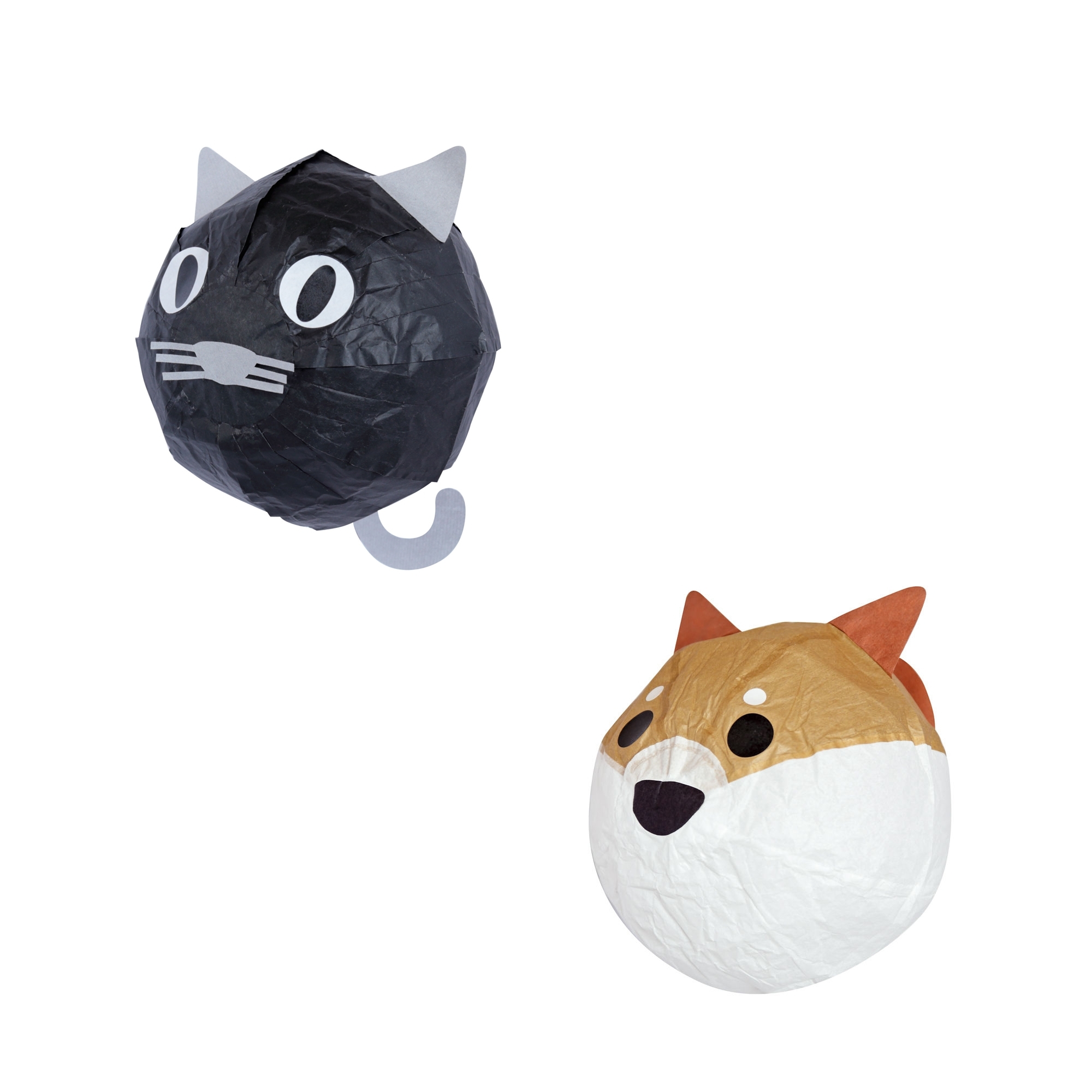 紙風船  販売価格：猫、ぽち　各430円 紙を貼り合わせた素朴な日本の玩具。ひもを通し、ゆらゆら吊るして飾るのがおすすめ。贈り物にも。