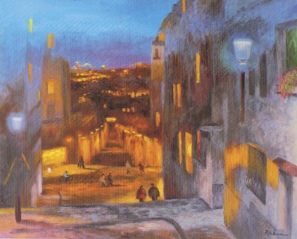 二口さんは風景画の中でも、夜の街を描くことが多いという